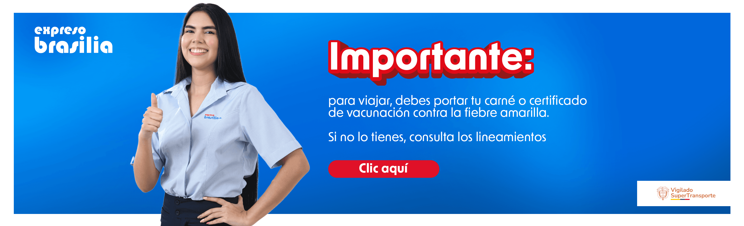 Importante: Para viajar debes portar tu carné o certificado de vacunación contra la fiebre amarilla